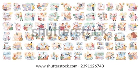 Children with smartphone. Vector illustration. Children nowadays are often seen with smartphones in their hands The use technology has become prevalent among school kids Smartphones have become