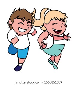 children smiling on white background vector illustration design