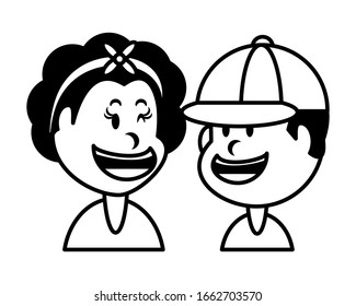 children smiling on white background vector illustration design