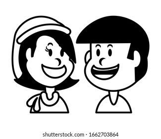 niños sonriendo en el diseño de ilustración vectorial de fondo blanco