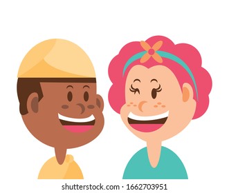 niños sonriendo en el diseño de ilustración vectorial de fondo blanco