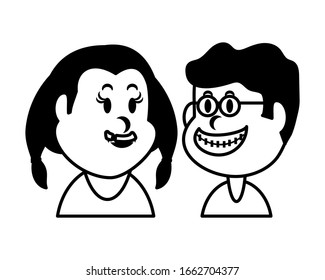 children smiling on white background vector illustration design