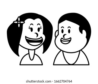 children smiling on white background vector illustration design