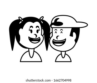 children smiling on white background vector illustration design