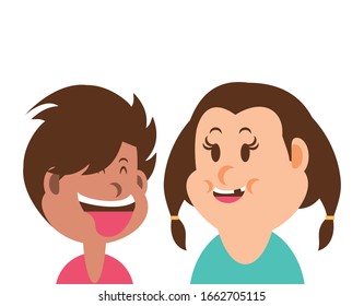 children smiling on white background vector illustration design