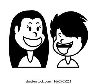 children smiling on white background vector illustration design