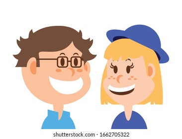 children smiling on white background vector illustration design