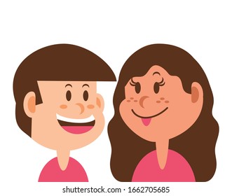 children smiling on white background vector illustration design