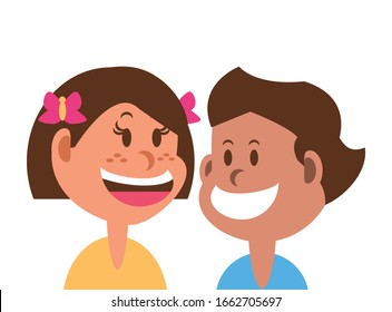 children smiling on white background vector illustration design