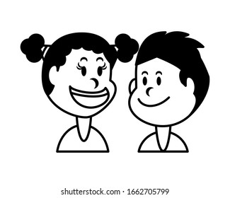 children smiling on white background vector illustration design