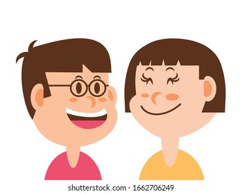children smiling on white background vector illustration design