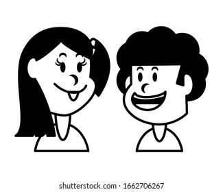 children smiling on white background vector illustration design