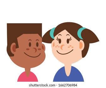 niños sonriendo en el diseño de ilustración vectorial de fondo blanco