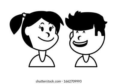 children smiling on white background vector illustration design