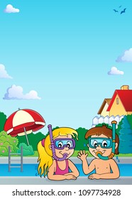 Niños buceadores snorkel tema 2 - ilustración vectorial eps10.