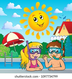 Children snorkel divers theme 3 - eps10 vector illustration.