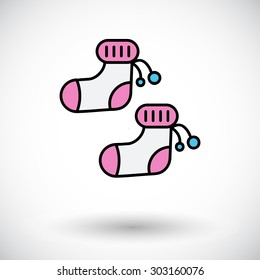 Children socks thin line flat vector related icon set for web and mobile applications. It can be used as - logo, pictogram, icon, infographic element. Vector Illustration. 