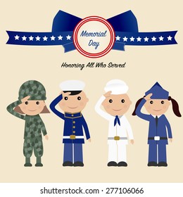 Children in soldier uniform respect for Memorial Day