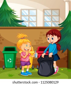 Children Sorting the Waste illustration