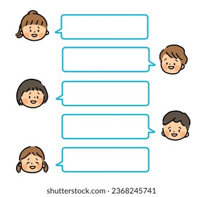 Children and speech bubble set.