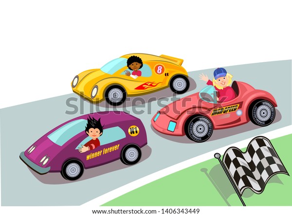 Children Speed Racing.\
Cartoon speed car