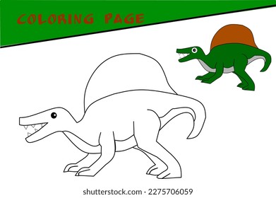 for children. Spinosaurus coloring page on a white background. Vector illustration.