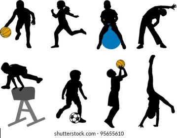 Children Sport Silhouettes
