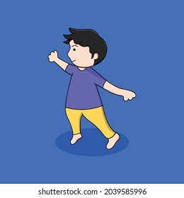Children stand up to do stretching vector illustration 
