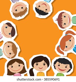 children standing in a circle. Flat style.
