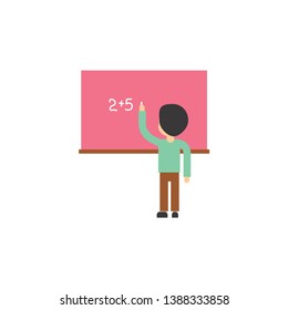 children standing front of a blackboard vector on a white background