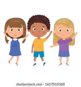 children standing on white background vector illustration design