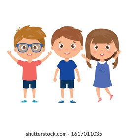 children standing on white background vector illustration design