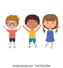 children standing on white background vector illustration design