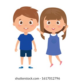 children standing on white background vector illustration design