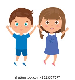 children standing on white background vector illustration design