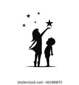 Children with star silhouette vector