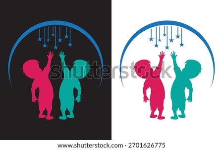Children Star Sky Logo Design Kids dream care education icon vector template