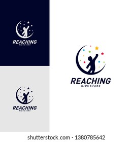 Children Stars Logo Design Concept. Reaching Dream star logo. Colorful, Creative Symbol, Icon