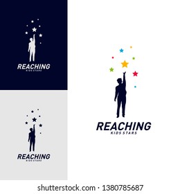 Children Stars Logo Design Concept. Reaching Dream star logo. Colorful, Creative Symbol, Icon