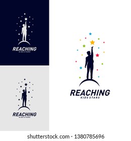 Children Stars Logo Design Concept. Reaching Dream star logo. Colorful, Creative Symbol, Icon