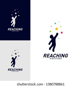 Children Stars Logo Design Concept. Reaching Dream star logo. Colorful, Creative Symbol, Icon