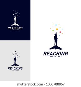 Children Stars Logo Design Concept. Reaching Dream star logo. Colorful, Creative Symbol, Icon