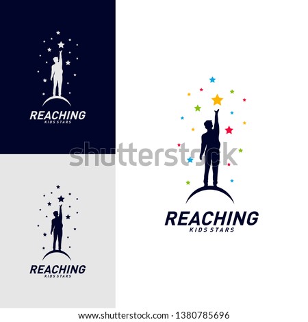 Children Stars Logo Design Concept. Reaching Dream star logo. Colorful, Creative Symbol, Icon