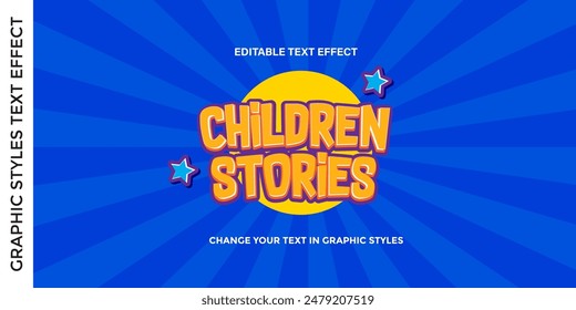 Efecto de texto de historias infantiles editable