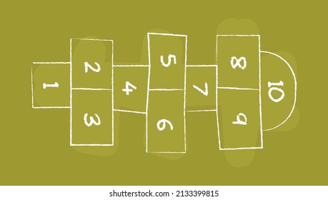 Children street game and playground hopscotch game flat vector illustration.