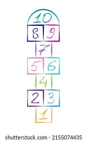 Children street game. playground with numbers. illustration with hopscotch game.