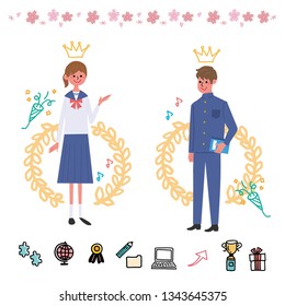 Children student illustration set