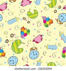 Children stuff pattern  - funny hand drawn vector seamless background