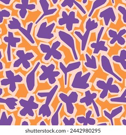 Estilo de los niños, fondo geométrico abstracto del doodle floral. Fondo de pantalla de formas básicas divertidas. Fondo textil moderno. Patrón sin costuras de flores de colores.