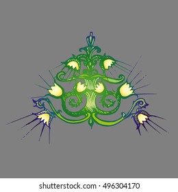 Children style drawing of decorative lamp. Venetian glass lamp for kids room. Vector Illustration